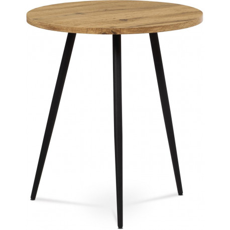 Přístavný stolek, MDF, dekor divoký dub, kov, černý lak AF-3005 OAK