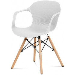 Jídelní židle bílý strukturovaný plast / natural ALBINA WT