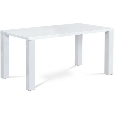 Jídelní stůl 160x90x76 cm, vysoký lesk bílý AT-3008 WT